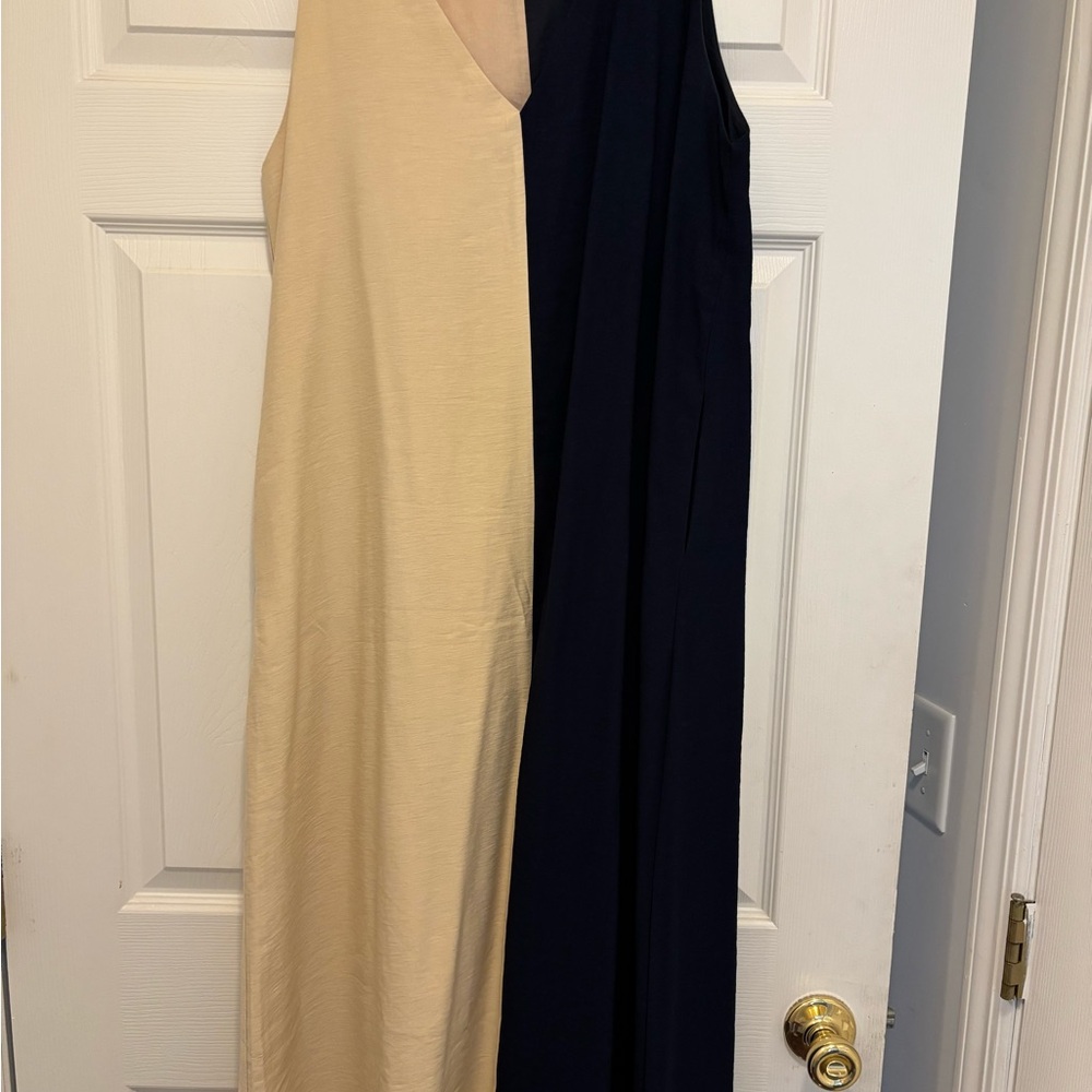 Pomander Place Asymmetrical Cream and Black Sheath Dress